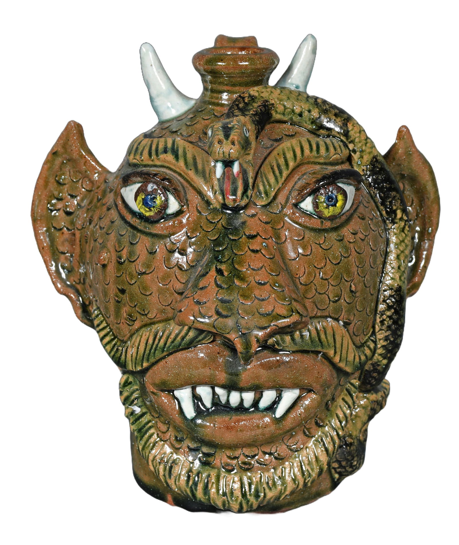 Albert Hodge. Devil Face Jug with Snake. (1 of 4)