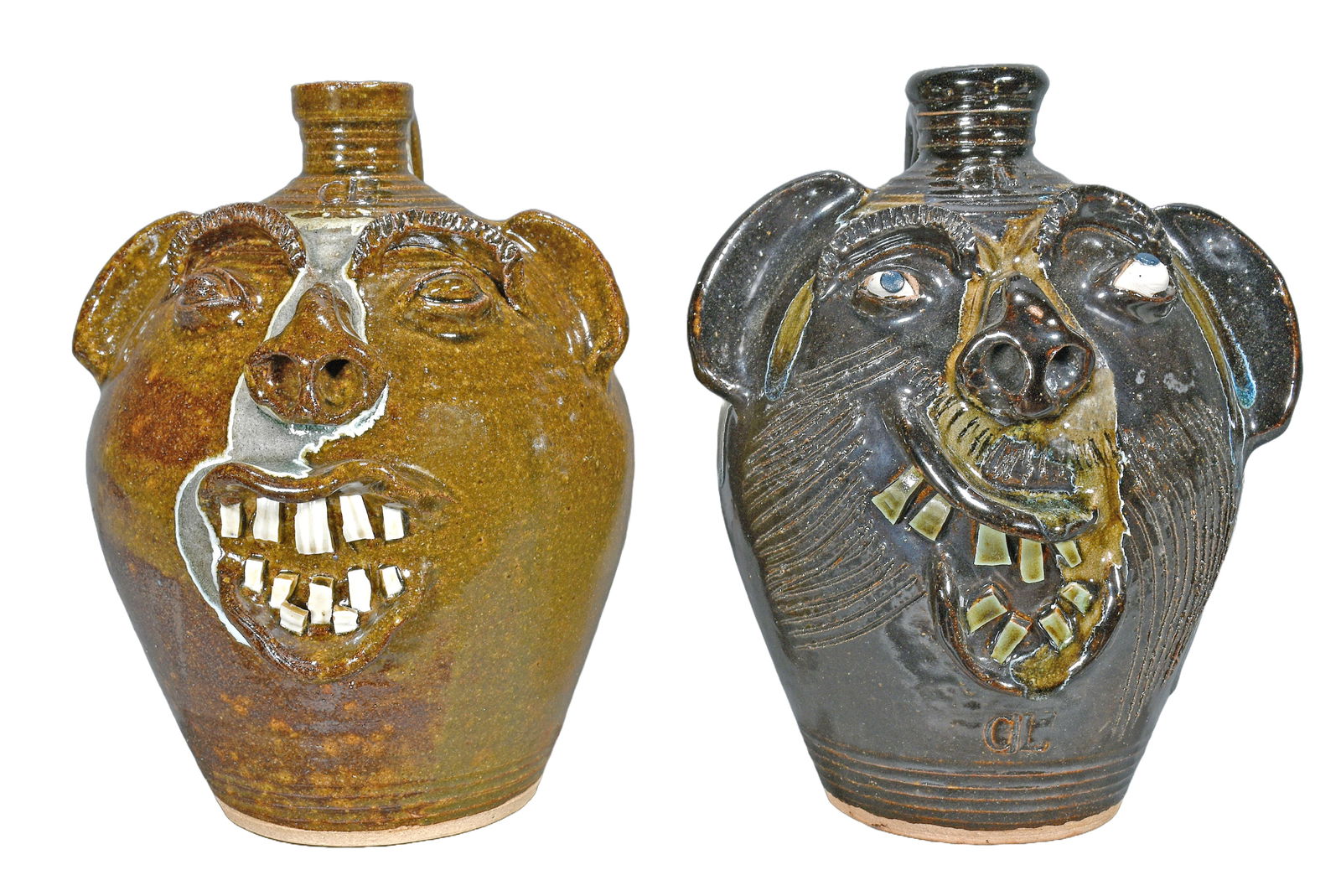 Charles Lisk. Face Jugs With Glass Drips. (1 of 8)