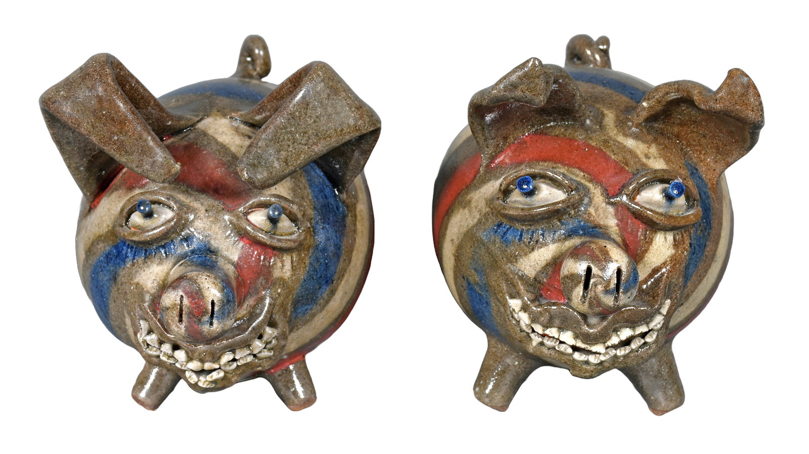 Steve Abee. Red White & Blue Swirl Pigs. (1 of 4)