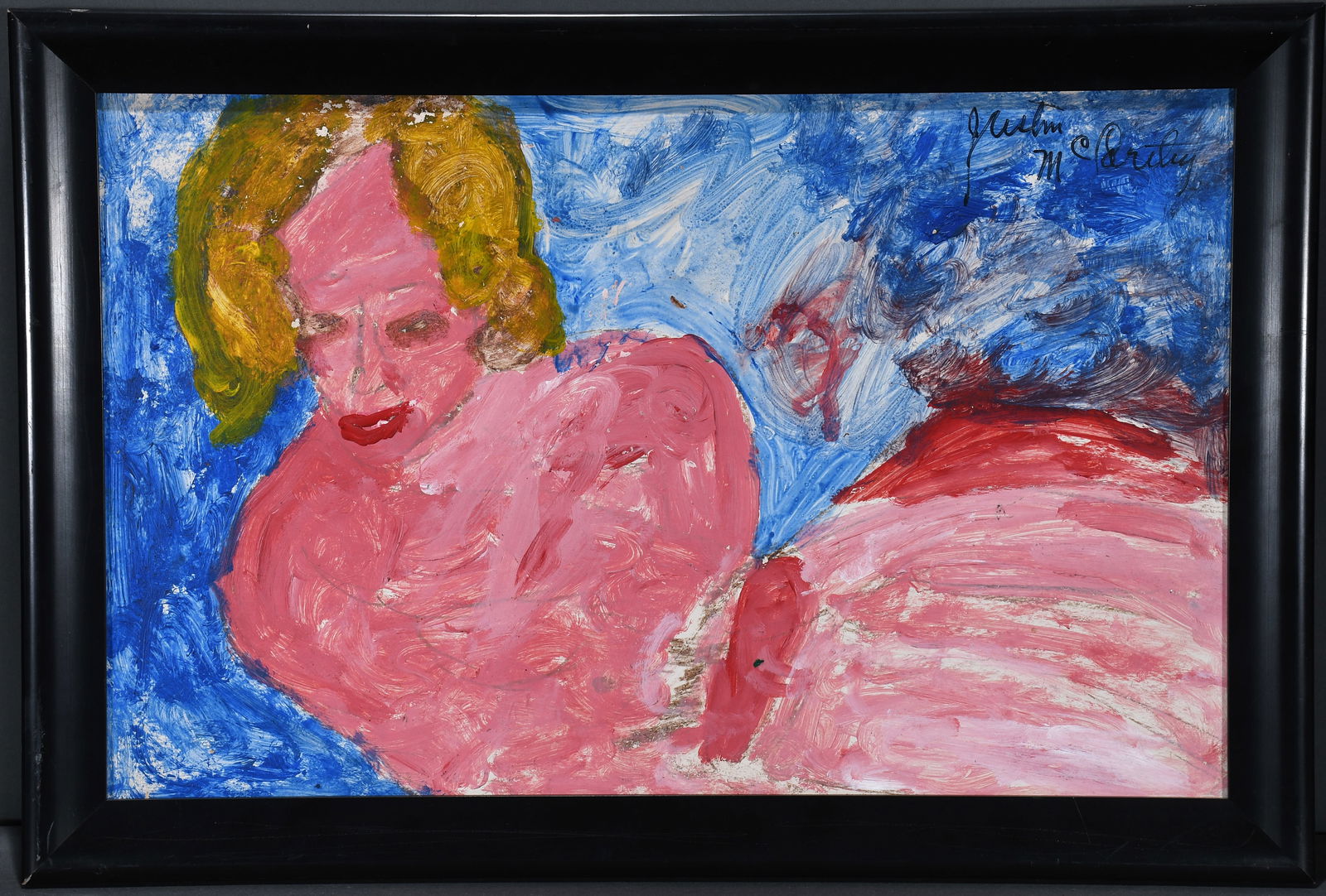 Justin McCarthy. Female Figure.: Justin McCarthy. Female Figure. Signed. Paint on paper. Excellent condition. Size with frame is 25" w x 17" h. Est. $300-500. Ship: $55