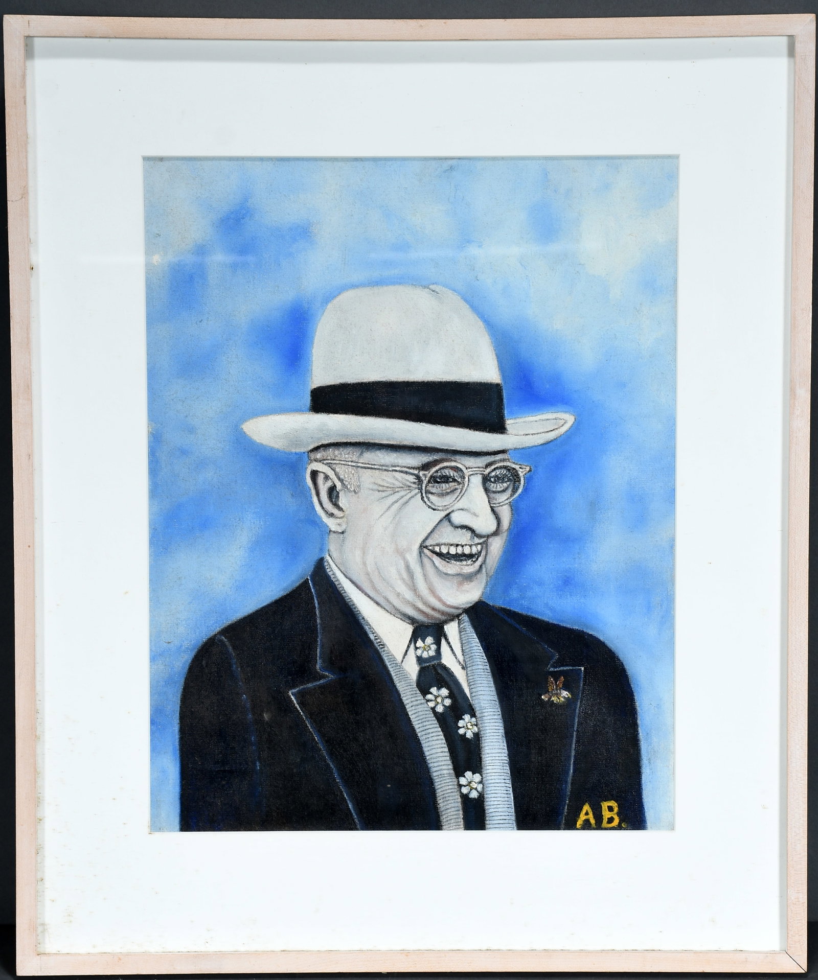 Andrea Badami. Harry S. Truman.: Andrea Badami. Harry S. Truman. Initialed. Oil on canvas panel. Some foxing on matting, otherwise great condition. Size with frame is 20" w x 24" h. Est. $200-300. Ship: $55