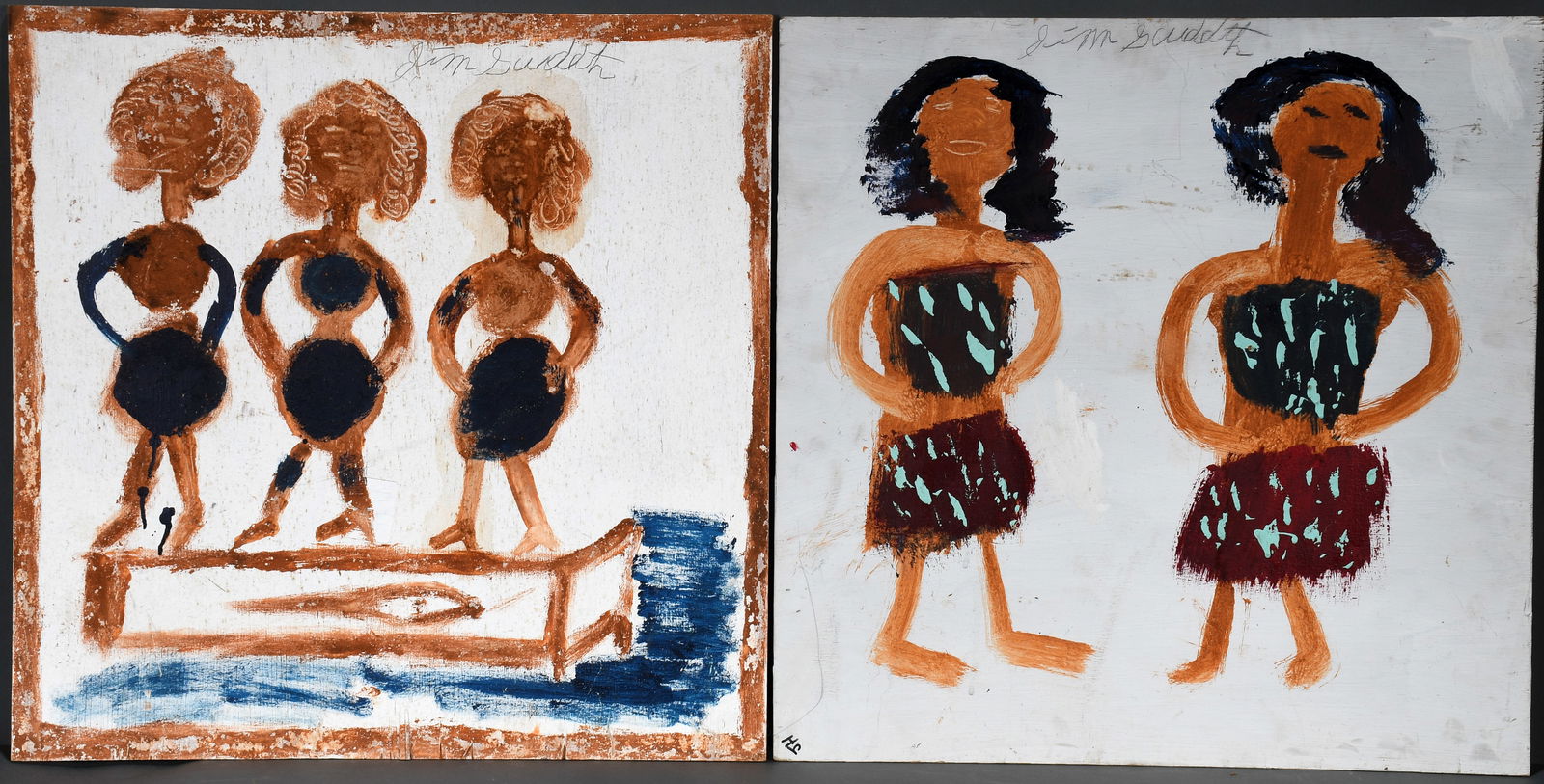 Jimmy Lee Sudduth. Pair of Dancing Girl Works. (1 of 1)