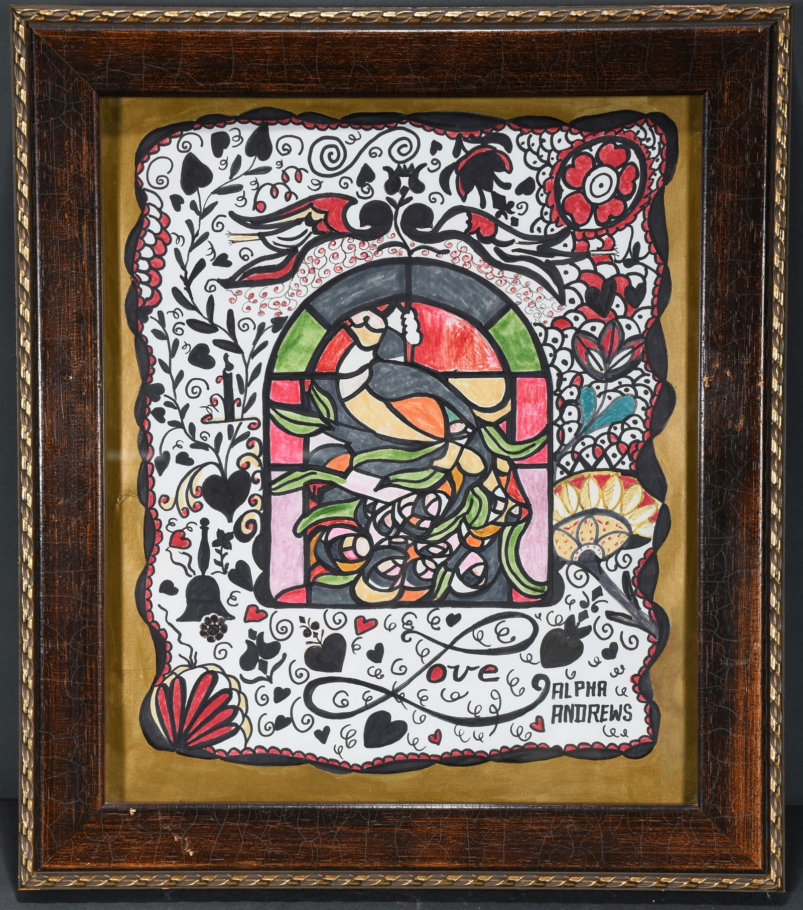 Alpha Andrews. Bird in Stained Glass Window. (1 of 2)