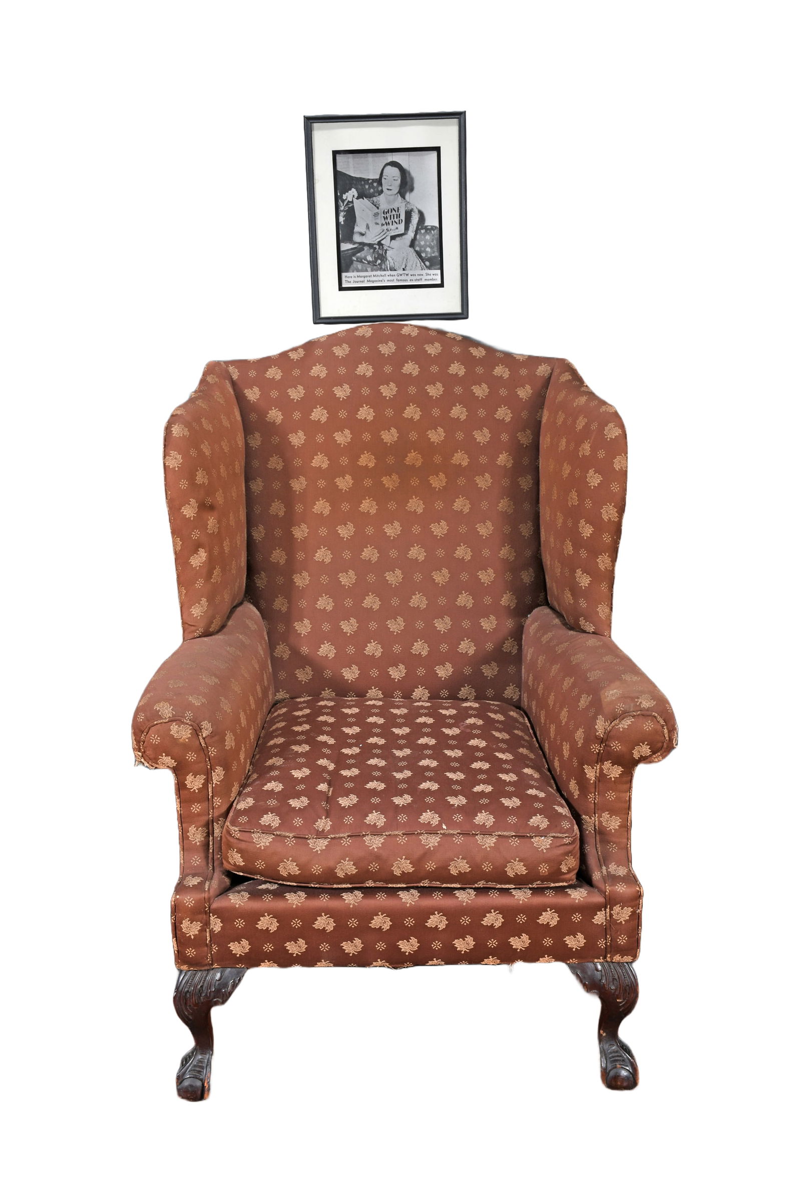 Margaret Mitchell's Arm Chair with Black and White Photo of Margaret sitting in this chair reading (1 of 7)