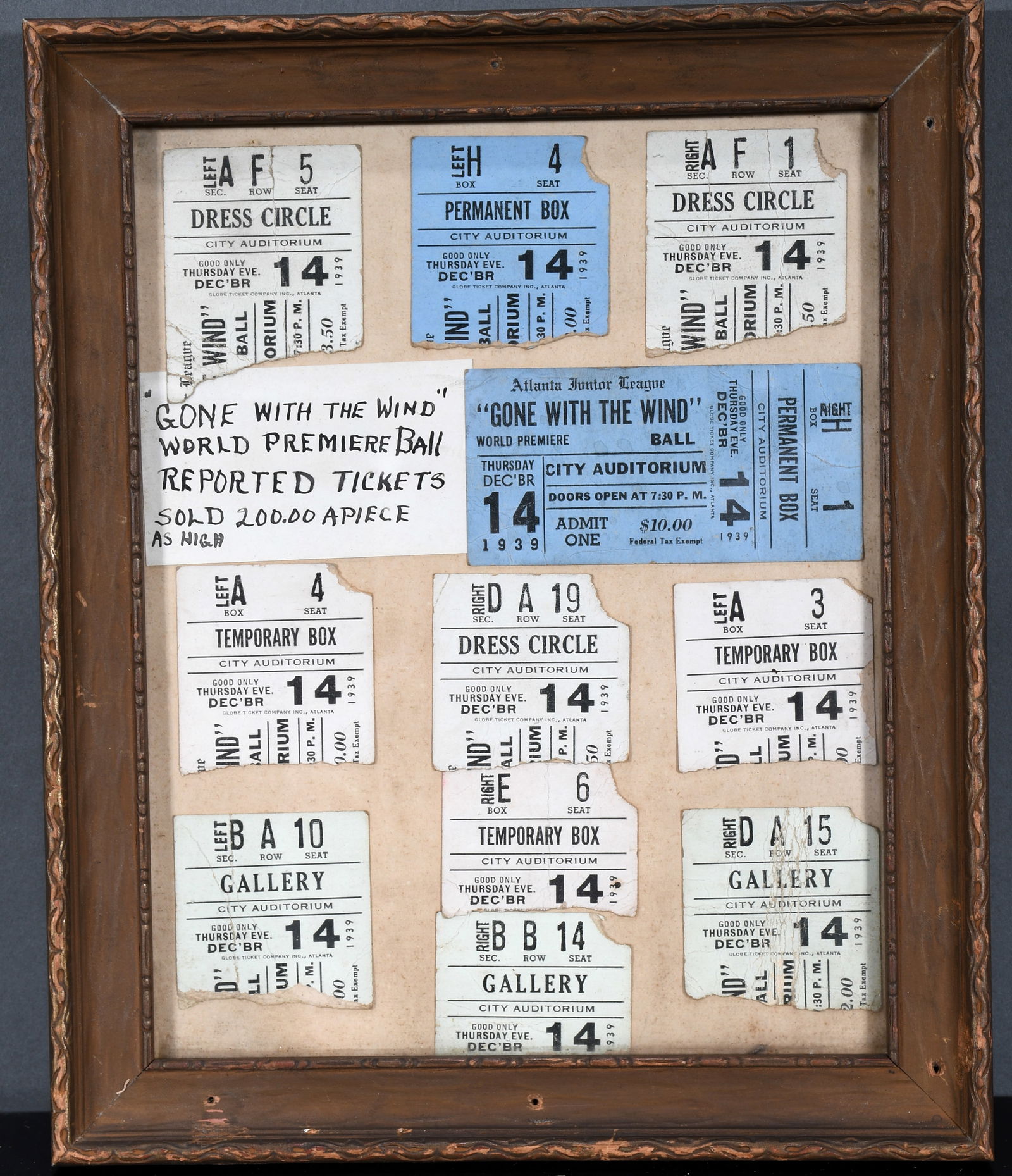 Gone With The Wind World Premiere Ball Tickets. (1 of 4)