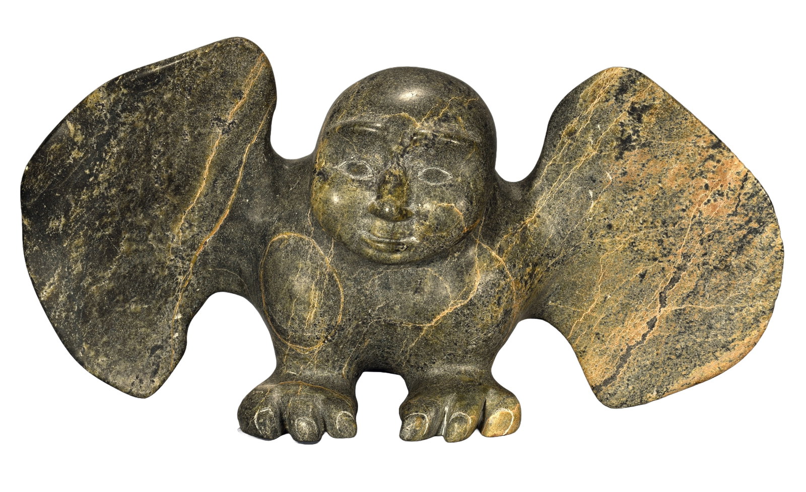Kopapik Ragee. Inuit Bird Shaman.: Kopapik Ragee. Bird Shaman. Signed. Carved serpentine. Excellent condition. 13" w x 6.5" h. Est. $200-400. Ship: $65