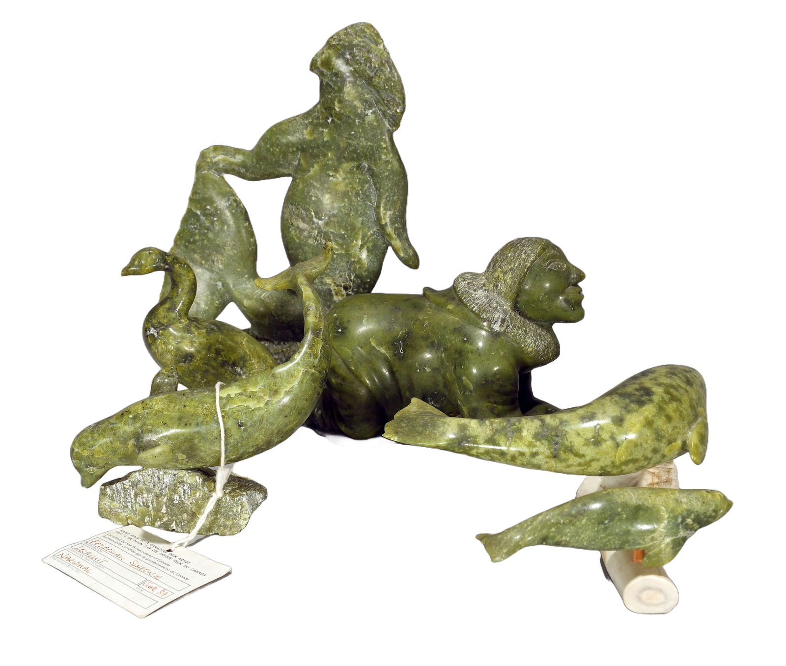 E. Simeonie. Five Inuit Figures and Animals. (1 of 3)