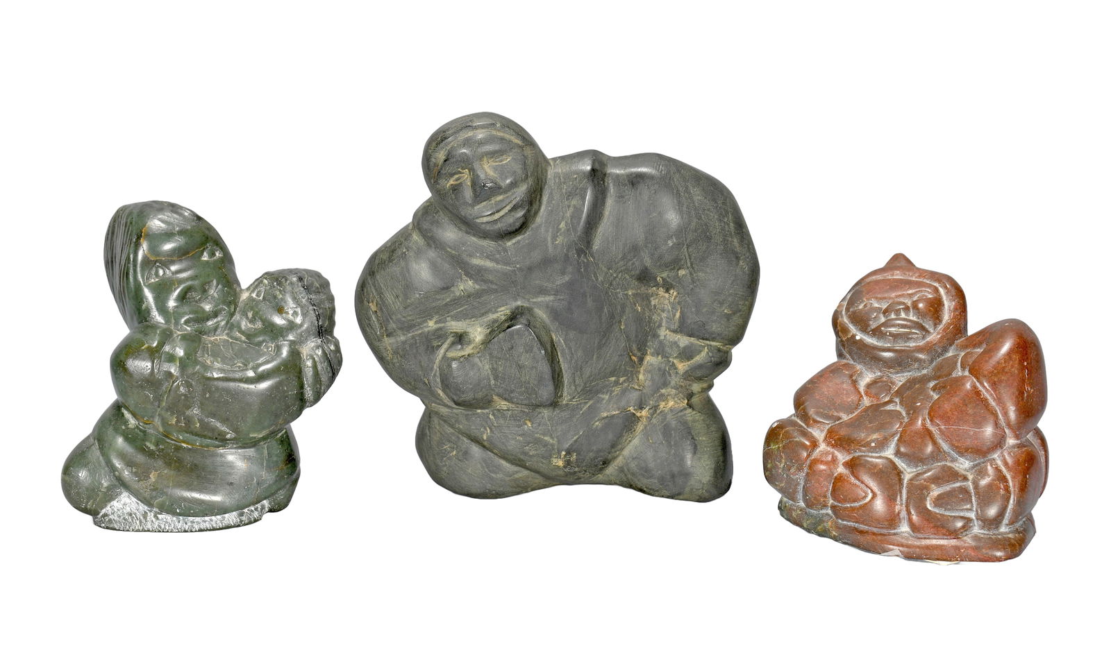 Charlie Gunkpuk. Three Bulbus Inuit Figures. (1 of 4)