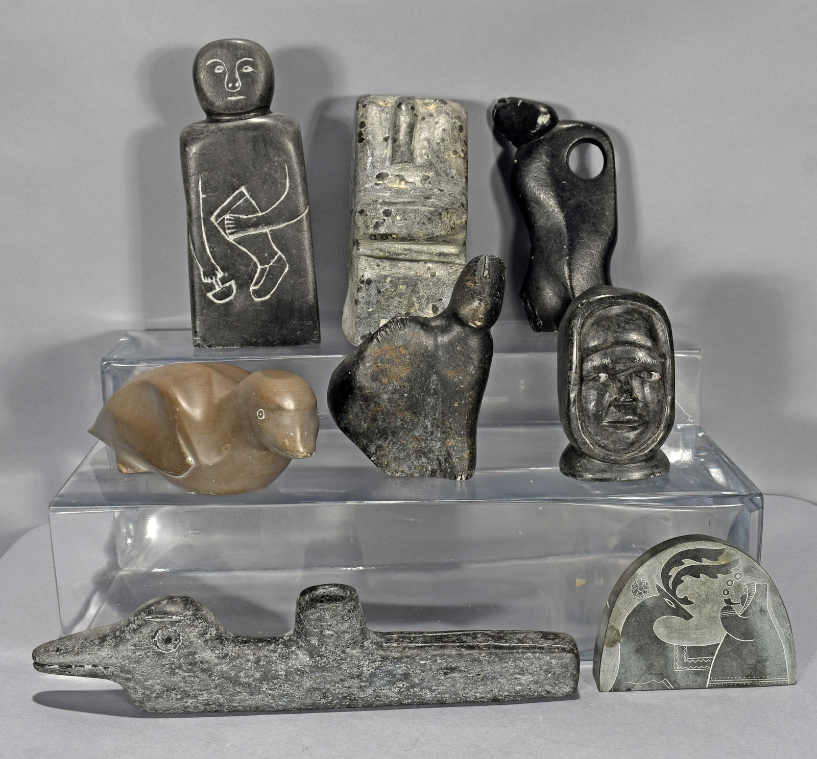 Barnaeas. Group of Eight Inuit Abstract Figures and Animals. (1 of 2)