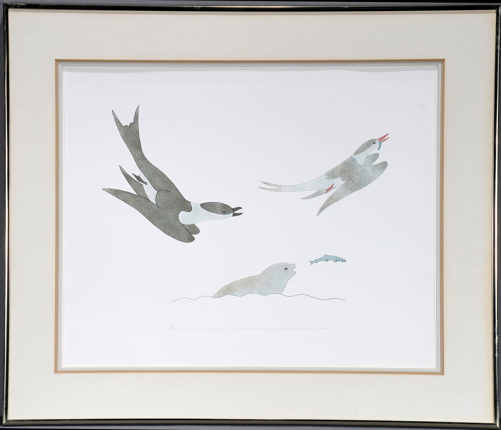 Paulosie Sivuak. Inuit - Arctic Terns and Seal Chasing an Minnow. (1 of 4)
