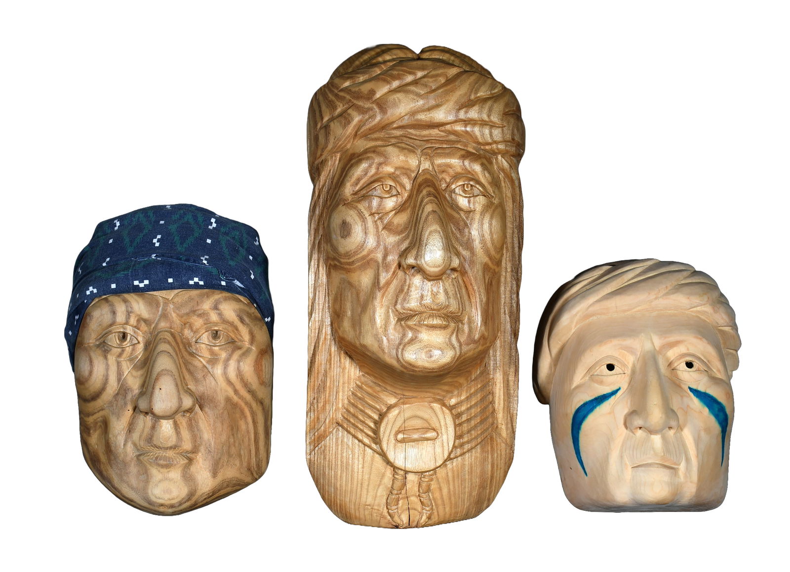 Paul Hornbuckle. Group of Three Carved Heads. (1 of 5)