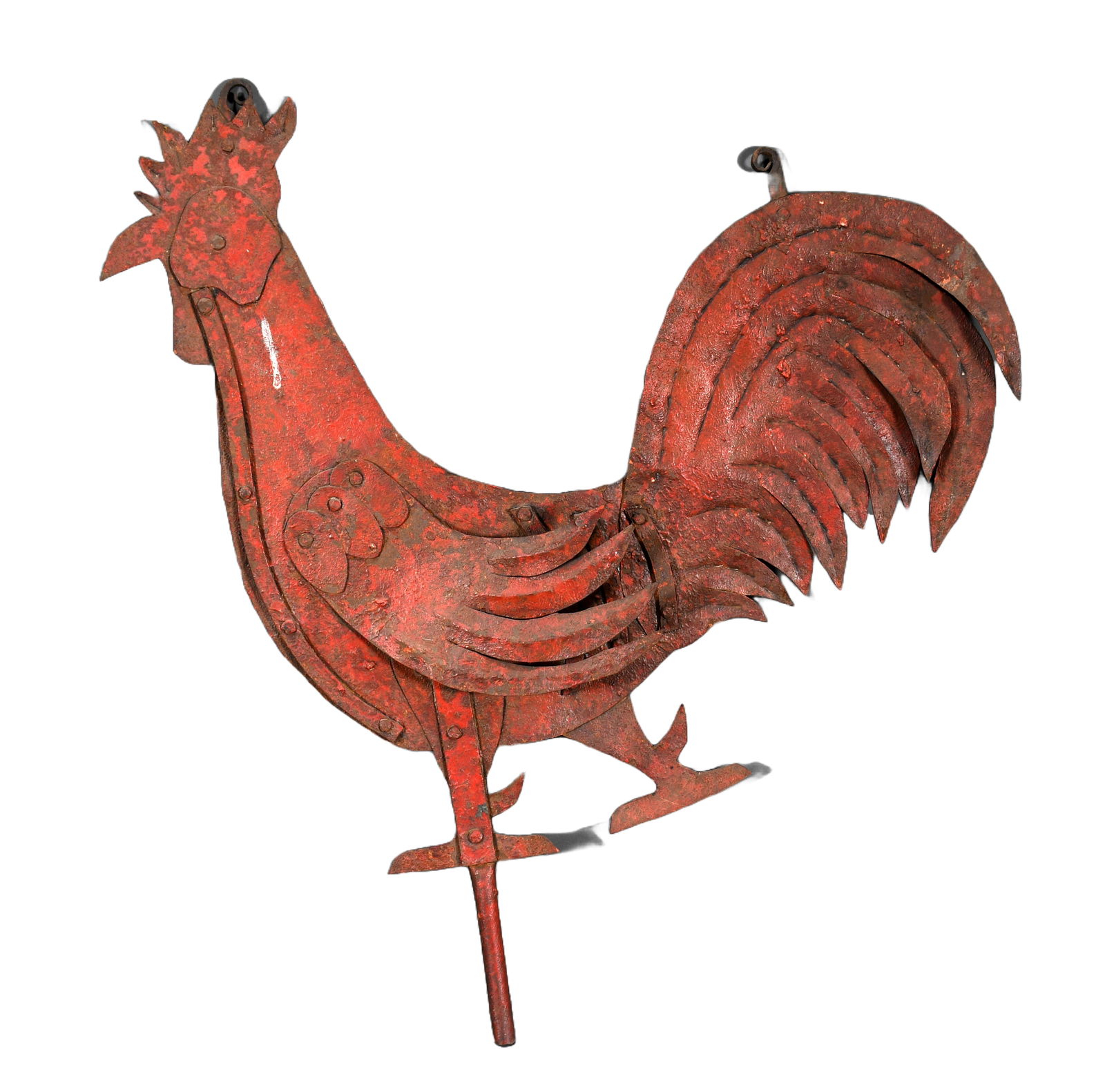 Red Rooster Weathervane With Rivets. (1 of 7)