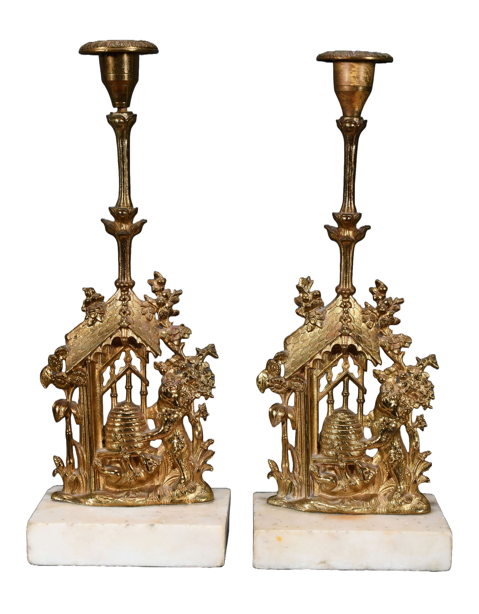 Bear and Beehive Motiff Candlesticks. (1 of 4)