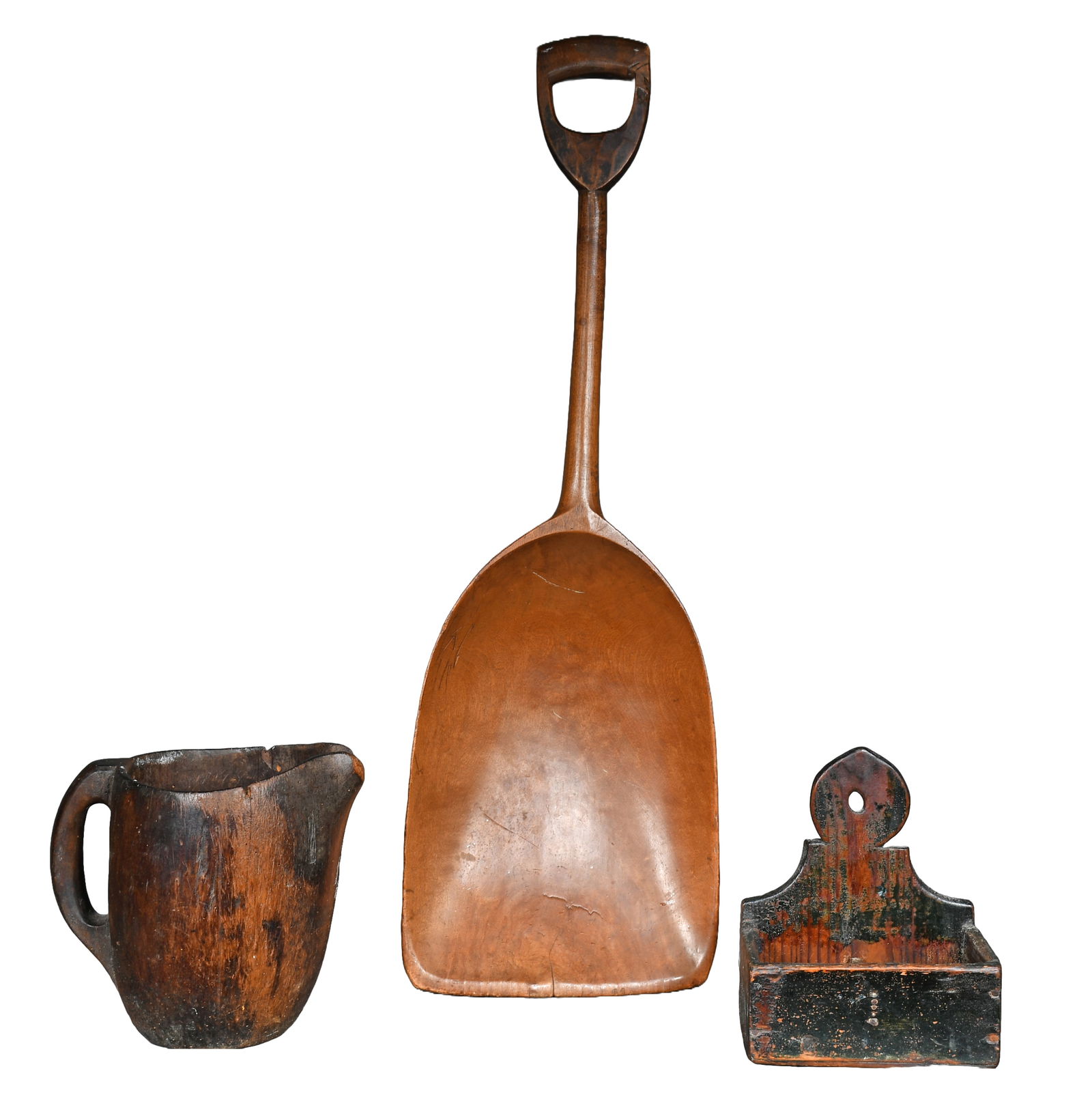 3 Wooden Early Americana Objects. (1 of 2)
