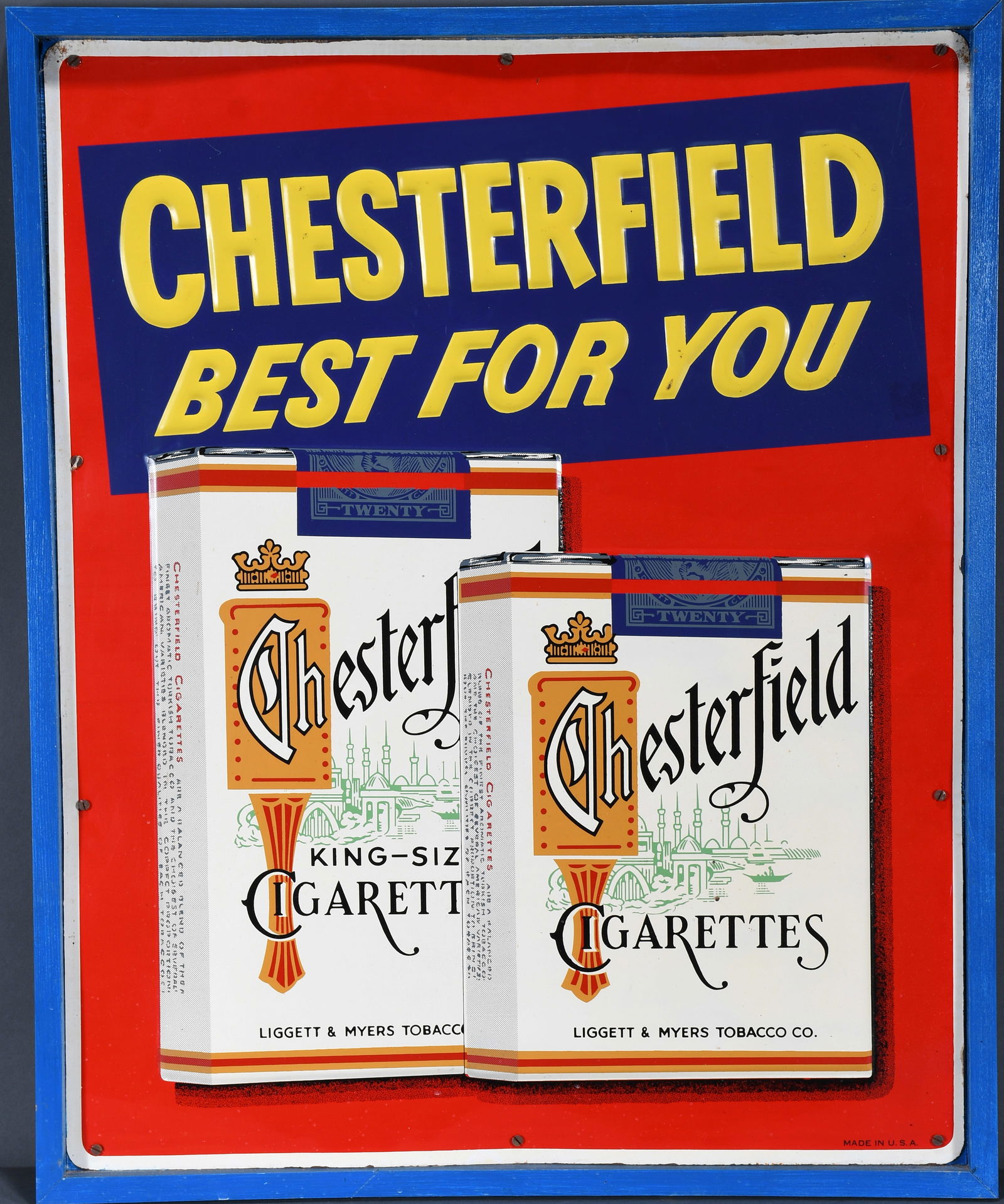 Chesterfield Cigarette Advertisement Sign. (1 of 1)