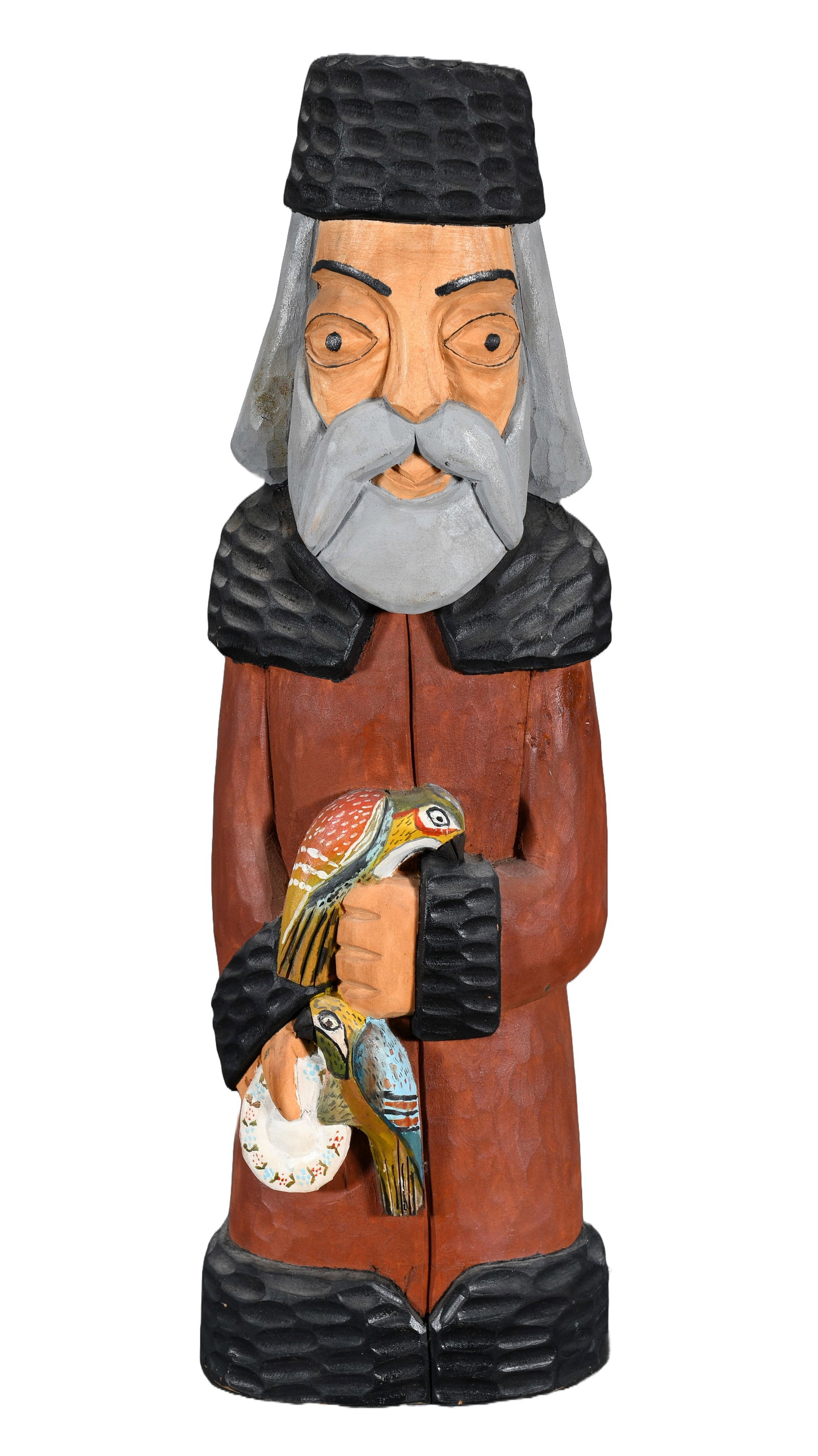 Adam Zegadlo. Grandpa Stan with Birds.: Adam Zegadlo (Polish, 1910-1989). Grandpa Stan with Birds. Initialed. Carved and painted wood. Excellent condition. 17" h. Est. $100-300. Ship: $55