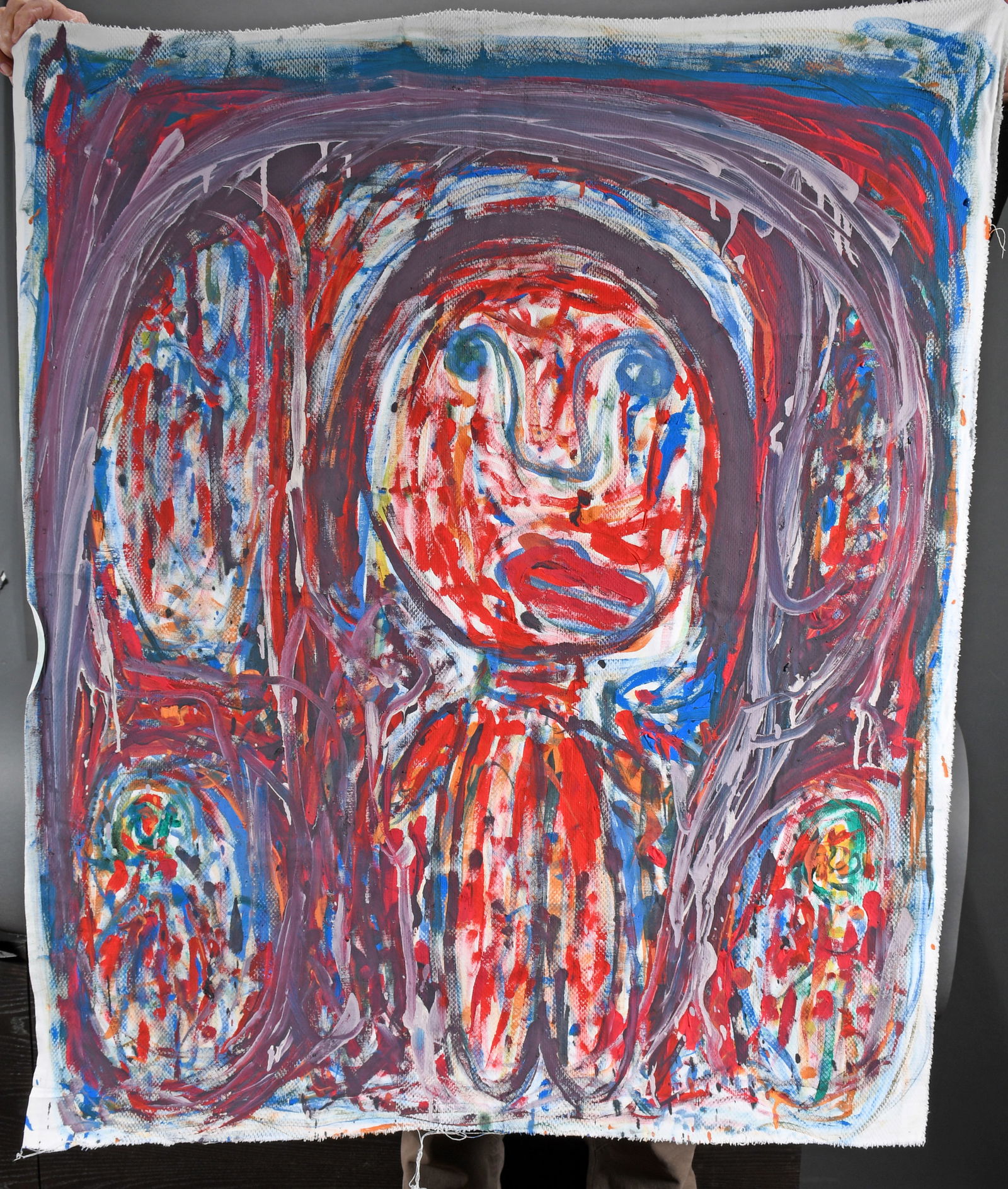 Gelli. Abstract Figure.: Gelli. Abstract Figure. Paint on linen. Excellent condition. 34" w x 40" h. Provenance: Phyllis Kind Collection. Est. $200-300. Ship: $45 (rolled)