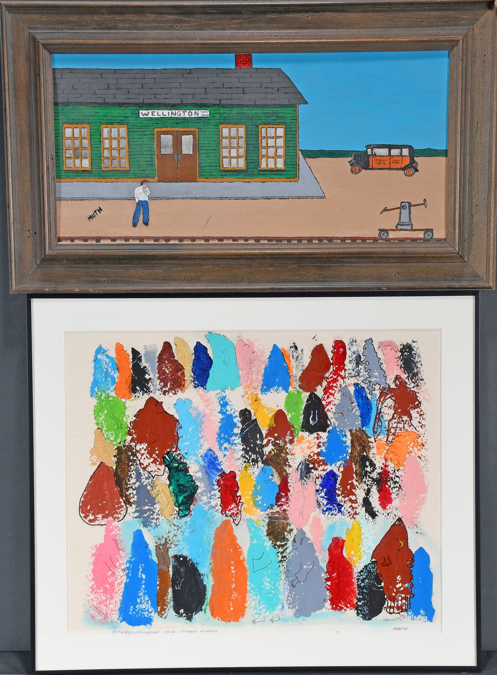 Marcia Muth. Pair of works, Abstract and Train Station. (1 of 3)
