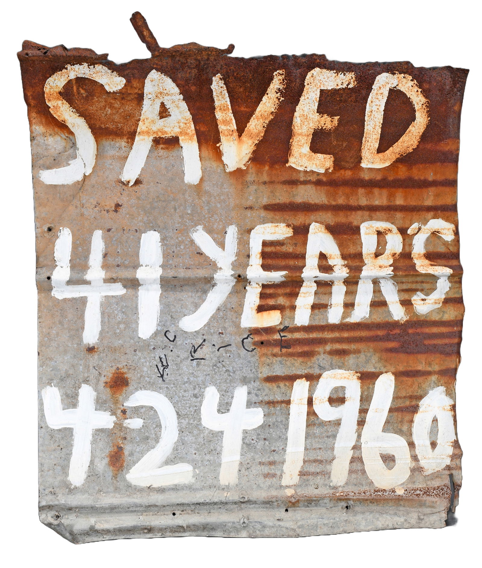 W.C. Rice. Saved 41 Years Sign. (1 of 3)