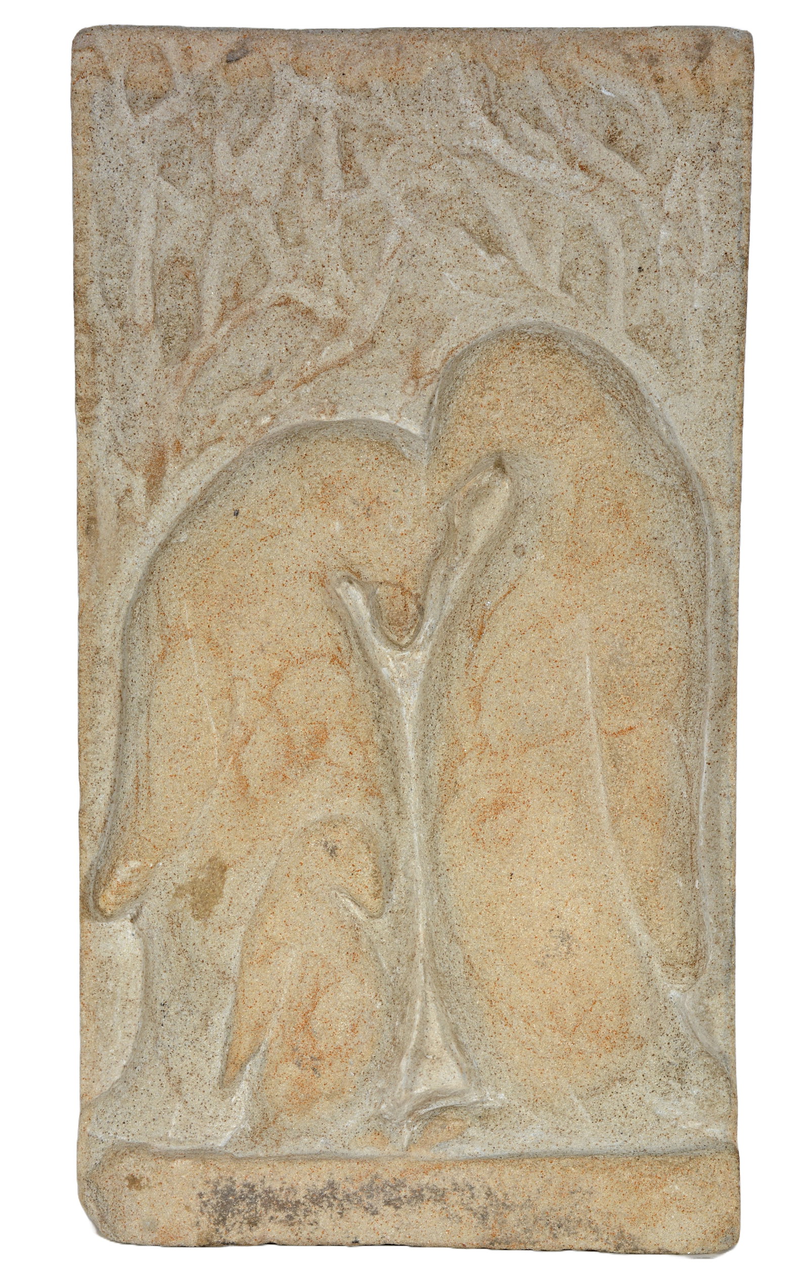 Penguin Family.: Anonymous. Penguin Family. Not signed. Carved limestone. Good condition. 14” x 8.5” x 3.5”. Est. $100-200. Ship: $65