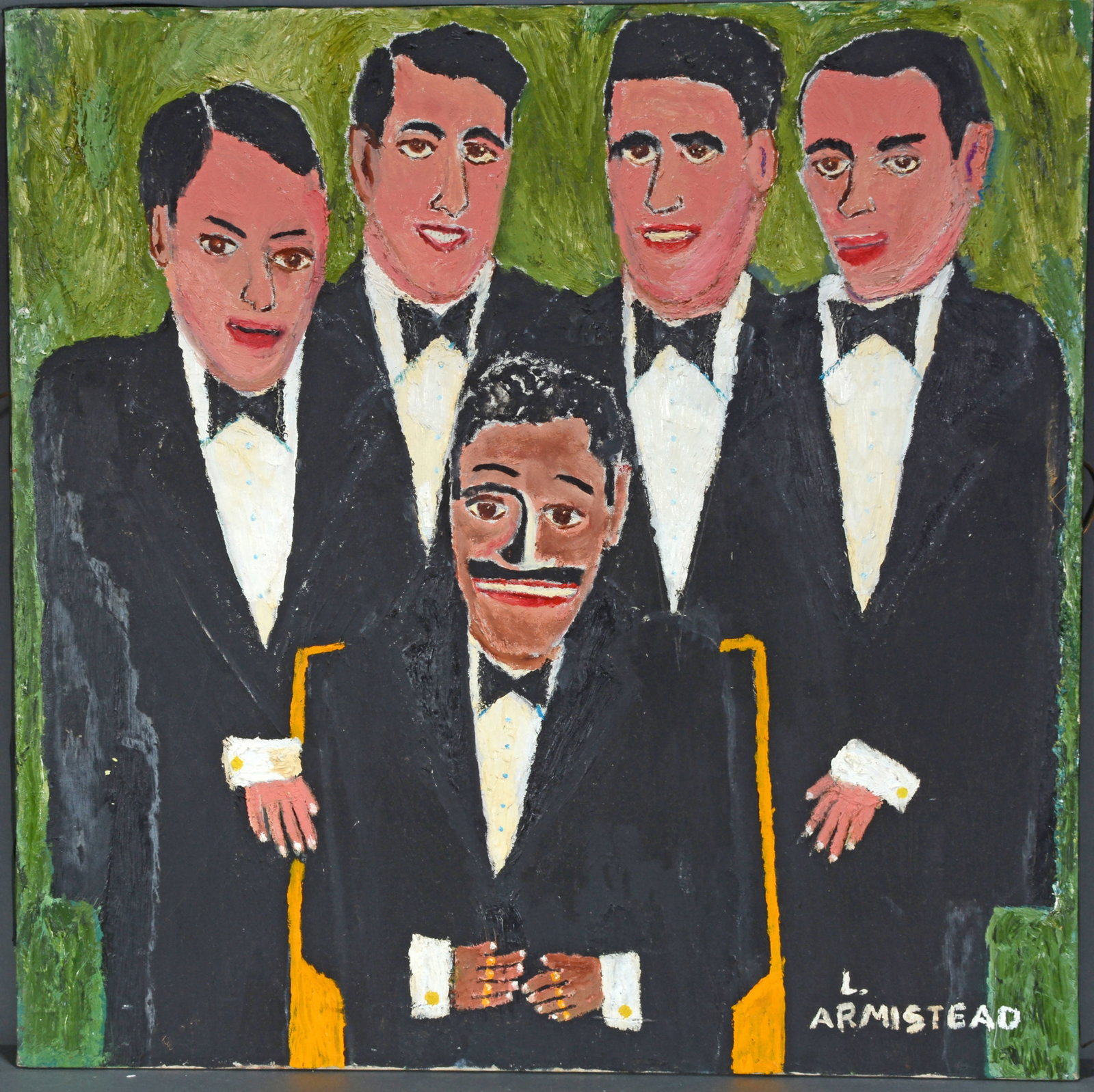 L. Armistead. Rat Pack.: L. Armistead. Rat Pack. Heavy oil on canvas. Minor paint flake in the heavy impasto. Overall great condition. 30” x 30”. Est. $200-400. Ship: $150