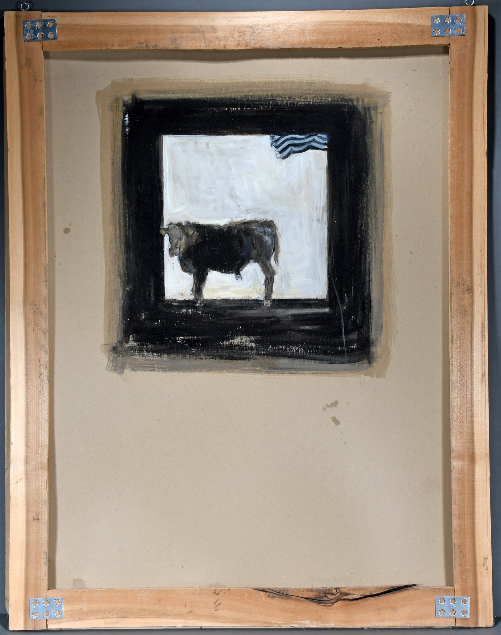 Jackie Felix. Cow.: Jackie Felix. Cow. Paint on cardstock. Great condition. Size with frame is 44" w x 56" h. Est. $200-400. Buyer is responsible for shipping