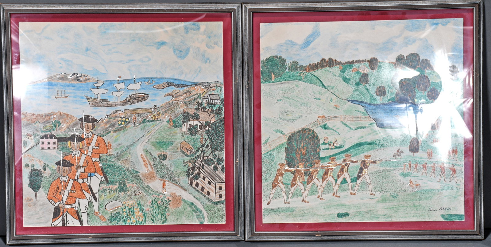 Tom Tarres. Pair of Works.: Tom Tarres. Pair of Works. Signed. Colored pencil and paint on paper. Excellent condition. 16" x 16". Est. $50-100. Ship: $45