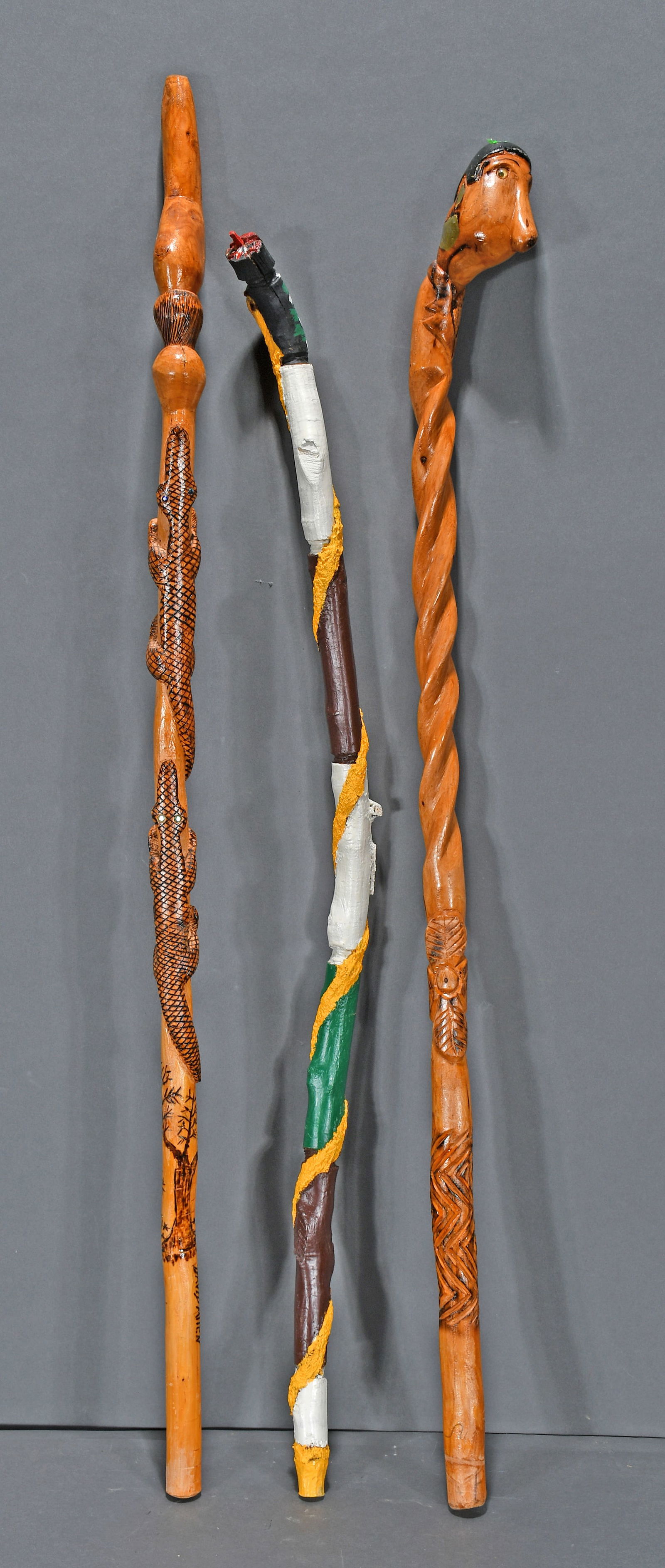 David Allen. Two Carved and Painted Canes. (1 of 4)