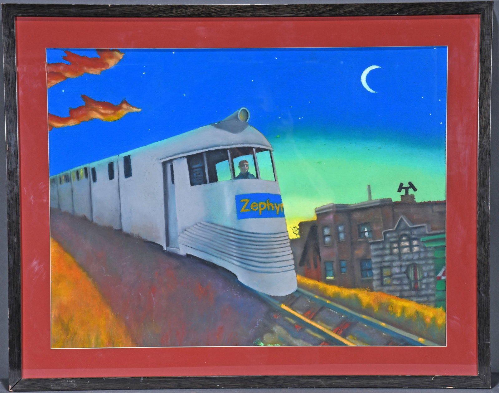 Joseph Markevicius. Zephyr.: Joseph Markevicius. (October 21, 1949 — June 30, 2018. Zephyr. 1996. Signed and dated on verso. Pastel on cardstock. Excellent condition. Size with frame is 30" w x 24" h. Est. $100-200. Ship: $85