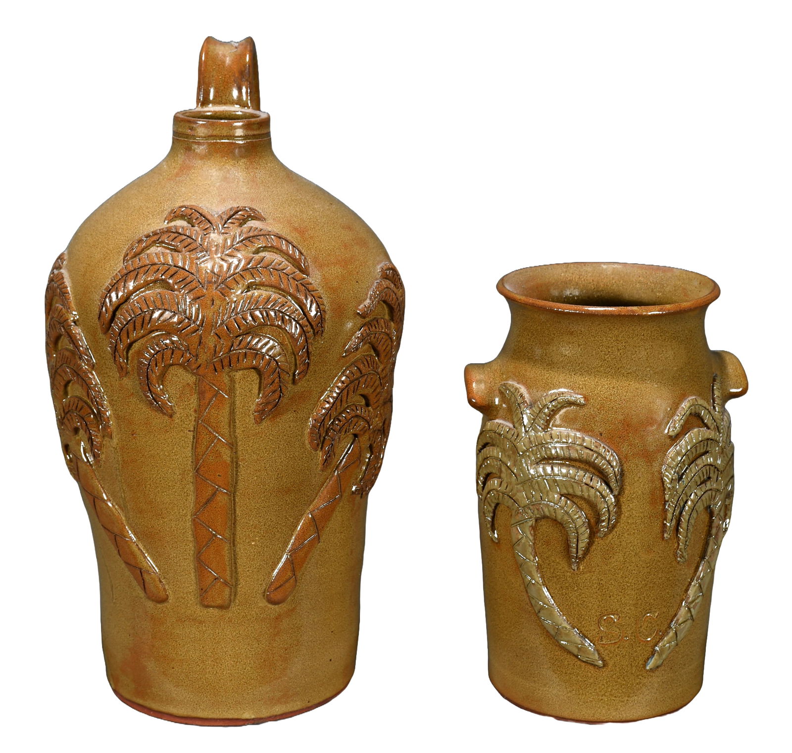 Robert Stevens. Pair of Palm Tree Jugs, SC. (1 of 4)