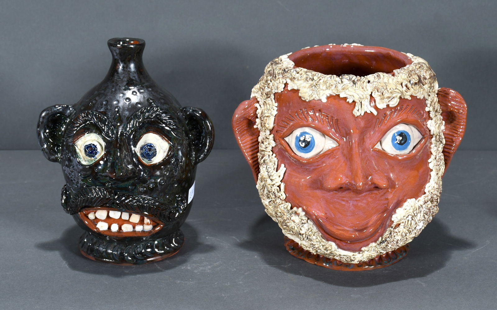Jeff White. Pair of Bearded Face Jugs. (1 of 3)