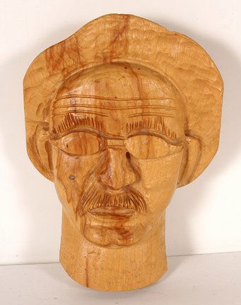 Clarence Stringfield. Grandpa Jones.: Clarence Stringfield. Grandpa Jones. Carved and stained wood. Excellent condition. Signed and titled on verso. 6” w x 9” h. Est. $200-300. Ship: $45