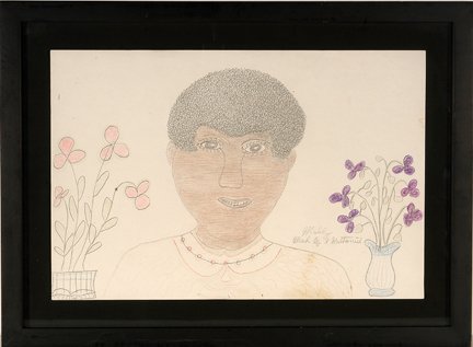 Inez Nathaniel Walker. Molly.: Inez Nathaniel Walker. Molly. Signed. Not dated. Colored pencil on paper. Excellent condition. Image is 17.5” w x 11.5”h. Frame is 22.5” w x 16.5”h. Est. $500-800. Ship: $45