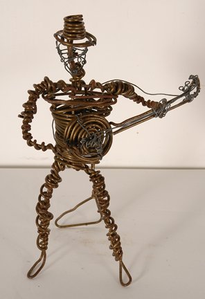 Vannoy Streeter. Banjo Player.: Vannoy Streeter. Banjo Player. Not signed or dated. Coat hanger wire and Hay bale wire. Excellent condition. 9.5” h. Provenance: The Michael Hall Collection. Est. $200-300. Ship: $25