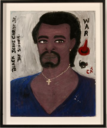 John Robert Ellis. The Sinner.: John Robert Ellis (aka Black Jesus Christ, Jr.). The Sinner. Signed and titled. Not dated. Oil on canvas panel. Excellent condition. Image is 16” w x 20”h. Frame is 20” w x 24”h. Provenance: T