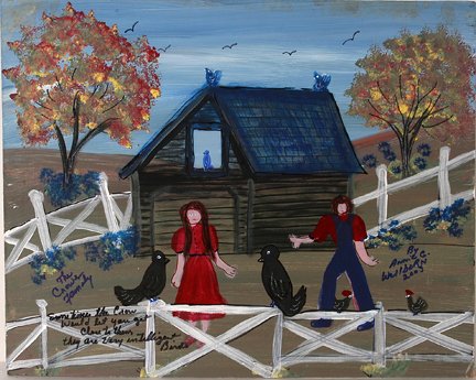 Annie Wellborn. The Crowe Family.: Annie Wellborn. The Crowe Family. 2003. Acrylic on masonite. Signed, titled and dated. Excellent condition. 20” x 16”. Provenance: The Ted Oliver Collection. Est. $100-200. Ship: $35