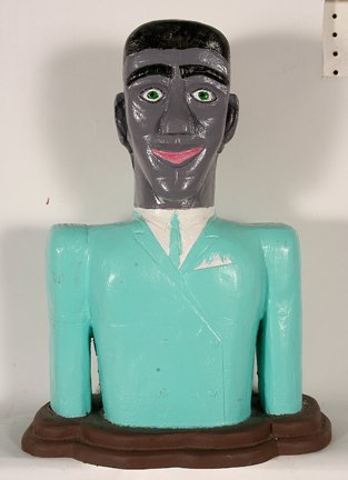 Julia Garcia. Man’s Bust.: Julia Garcia. Man’s Bust. 1996. Carved and painted wood. Signed and dated. Excellent condition. 16” x 9” x 20”. Est. $100-200. Ship: $45