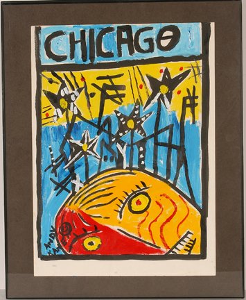 Andy Kane. Chicago.: Andy Kane. Chicago. Signed. Not dated. Paint on paper. Excellent condition. Image is 11” w x 17”h. Frame is 16” w x 20”h. Est. $100-200. Ship: $35