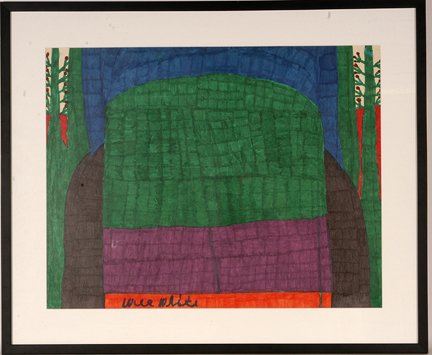 Willie White. Two Trees & Arches.: Willie White. Two Trees and Arches. Marker on poster. Signed. Excellent condition. Framed. Perfect condition. Never rolled. No creases. Image is 28” w x 22”h. Frame is 35” w x 29” h. Est. $200