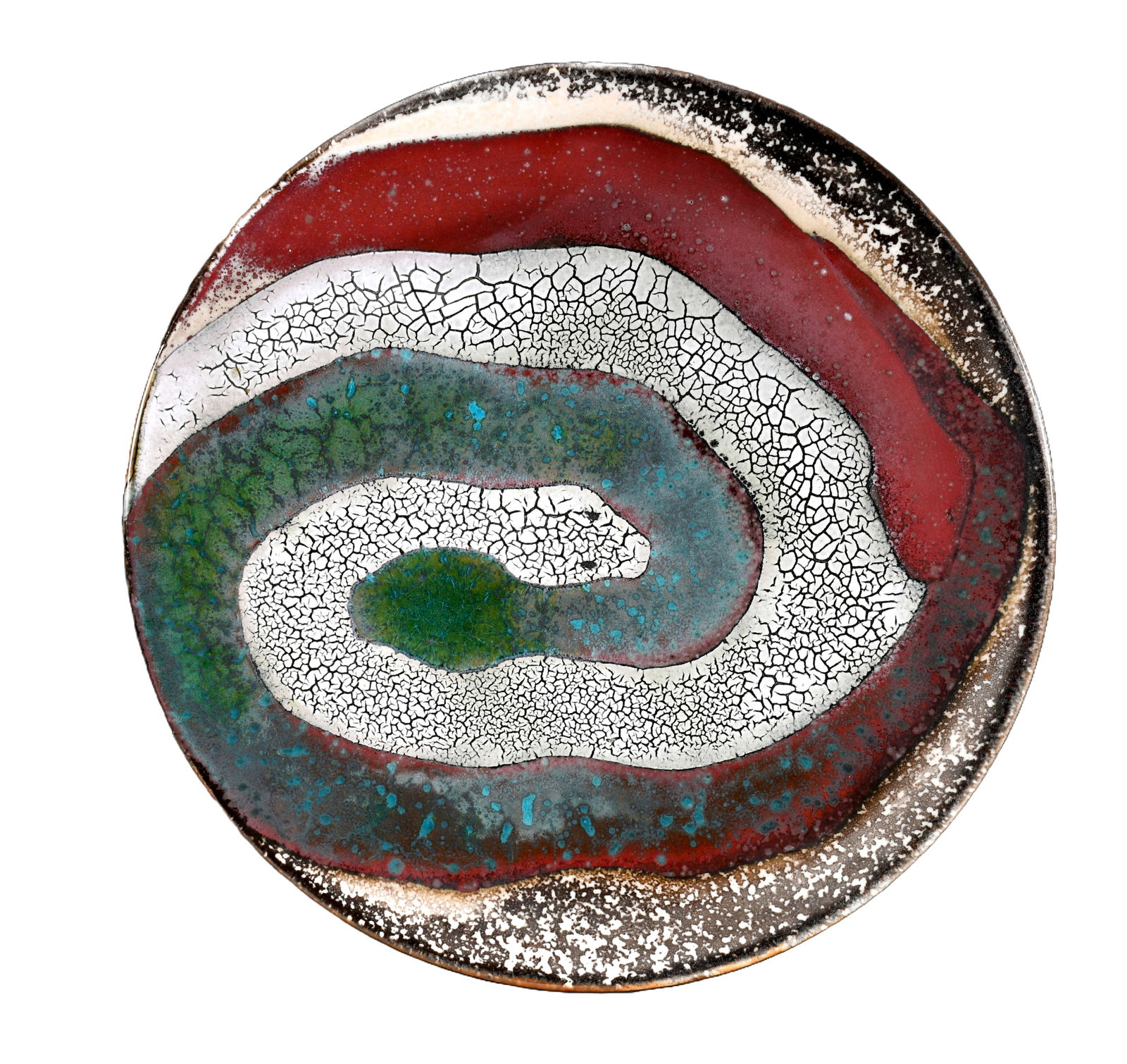 Unknown Potter. Large Art Pottery Snake Charger. (1 of 3)