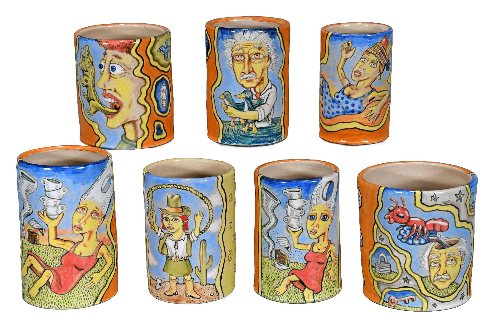 Stacy Lambert. Group Lot of 7 Mugs. (1 of 4)