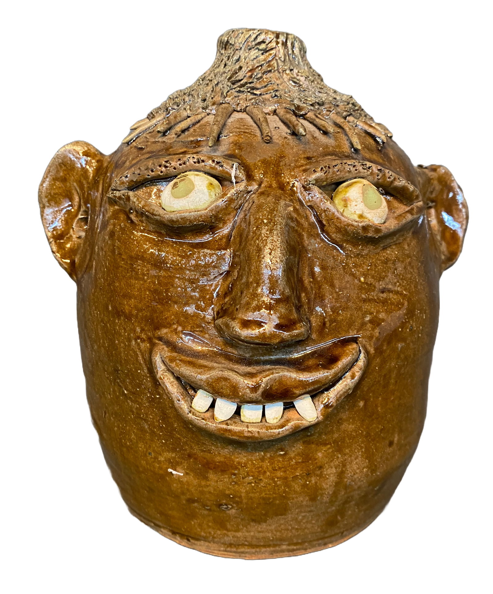 Flossie Meaders. Hundred Year Meaders Celebration Face Jug.: Flossie Meaders. Hundred Year Meaders Celebration Face Jug. Signed. Mint condition. 8.5" h. Est. $200-300. Ship: $45