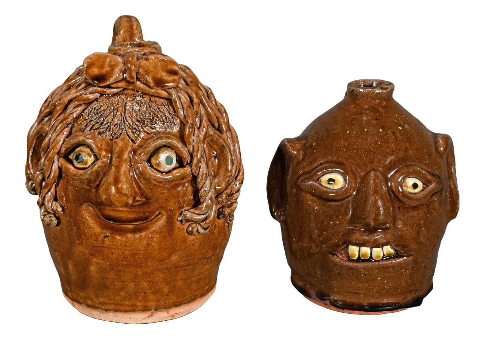 Flossie and Reggie Meaders. Pair of Face Jugs. (1 of 5)