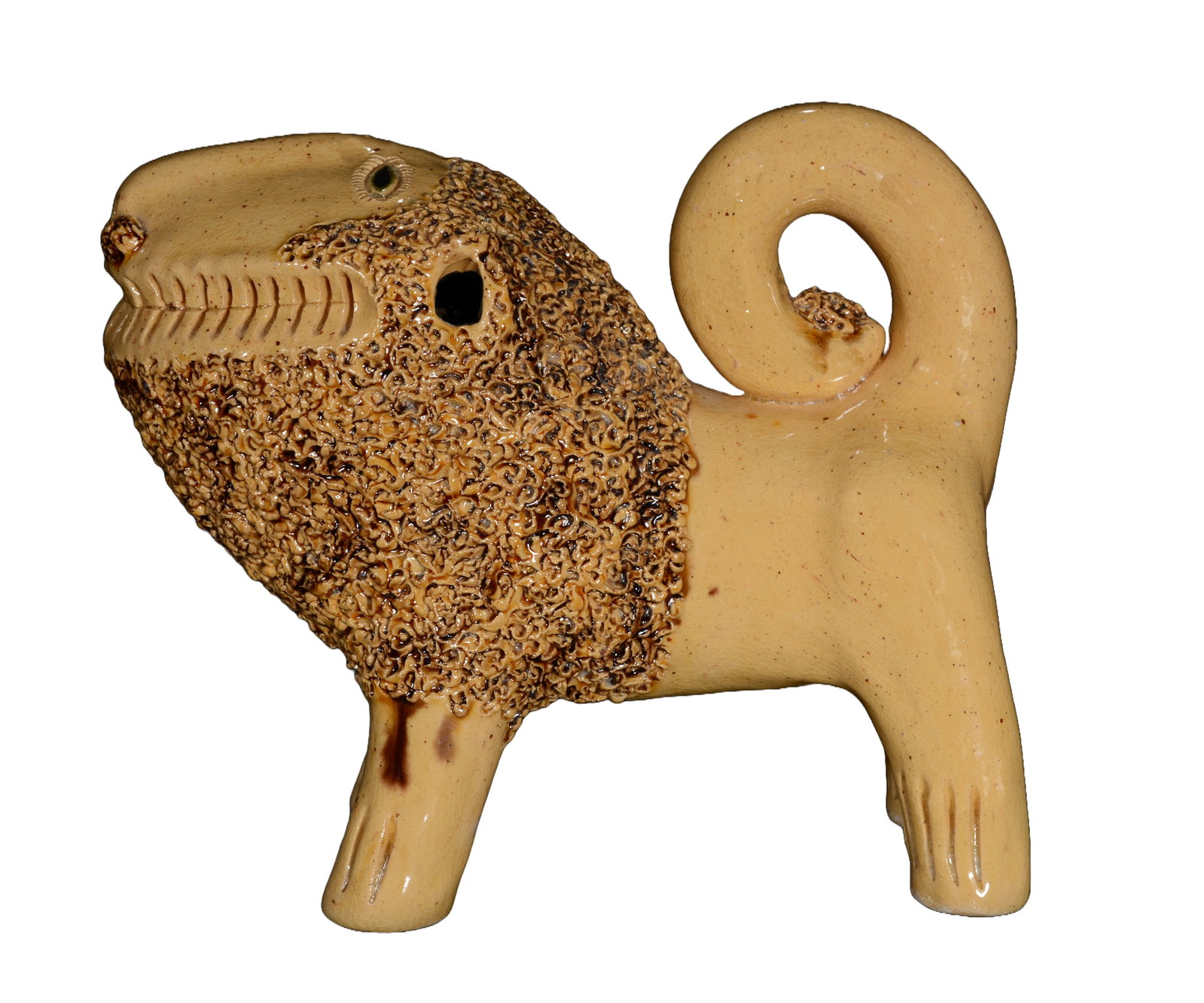 Billy Ray Hussey. Yellow Lion.: Billy Ray Hussey. Yellow Lion. Initialed and numbered 44 on bottom. Mint condition. 6" h x 7" long. Est. $200-400. Ship: $45