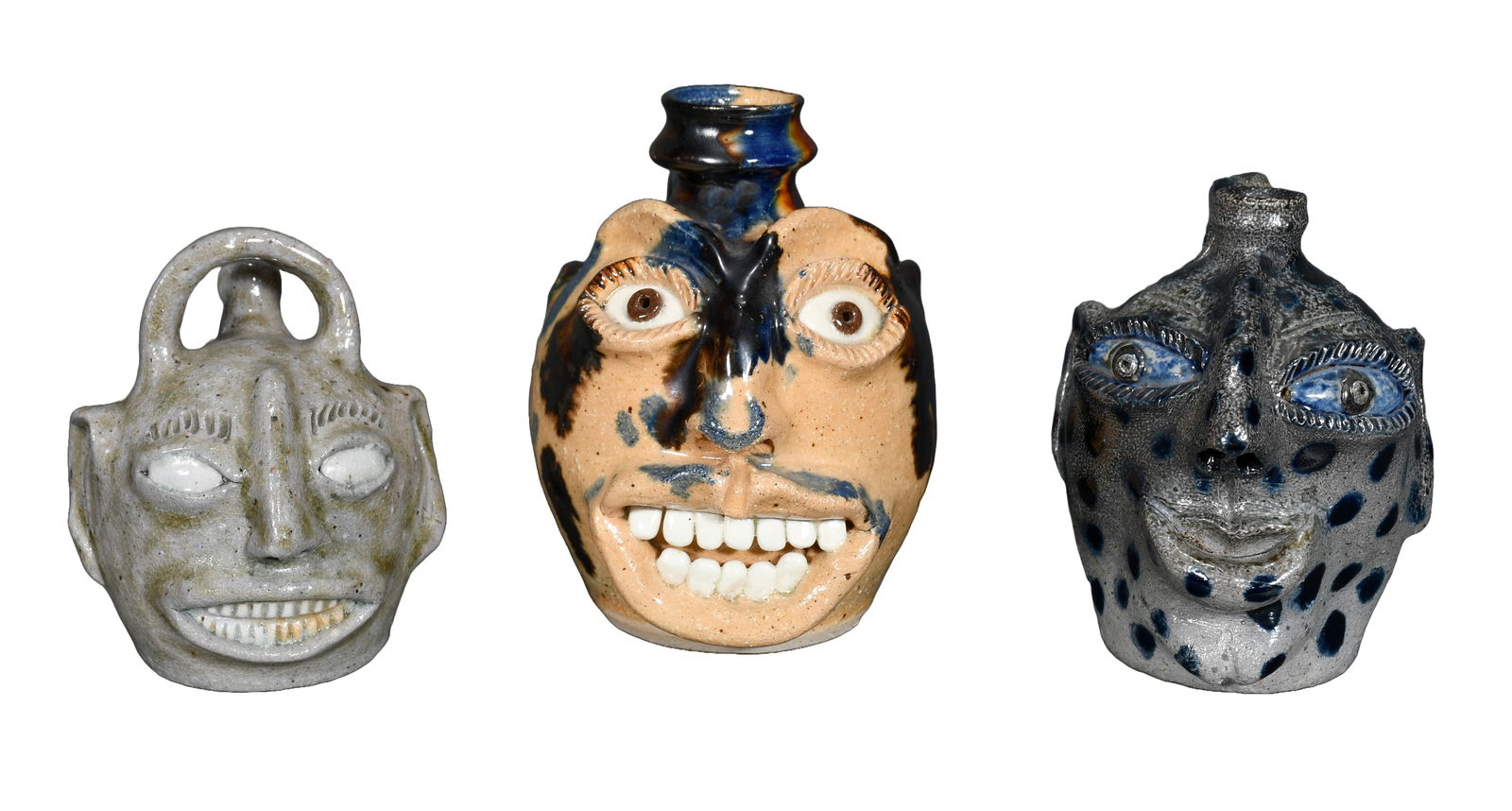 Billy Ray Hussey. Three Mini Face Jugs. (1 of 4)