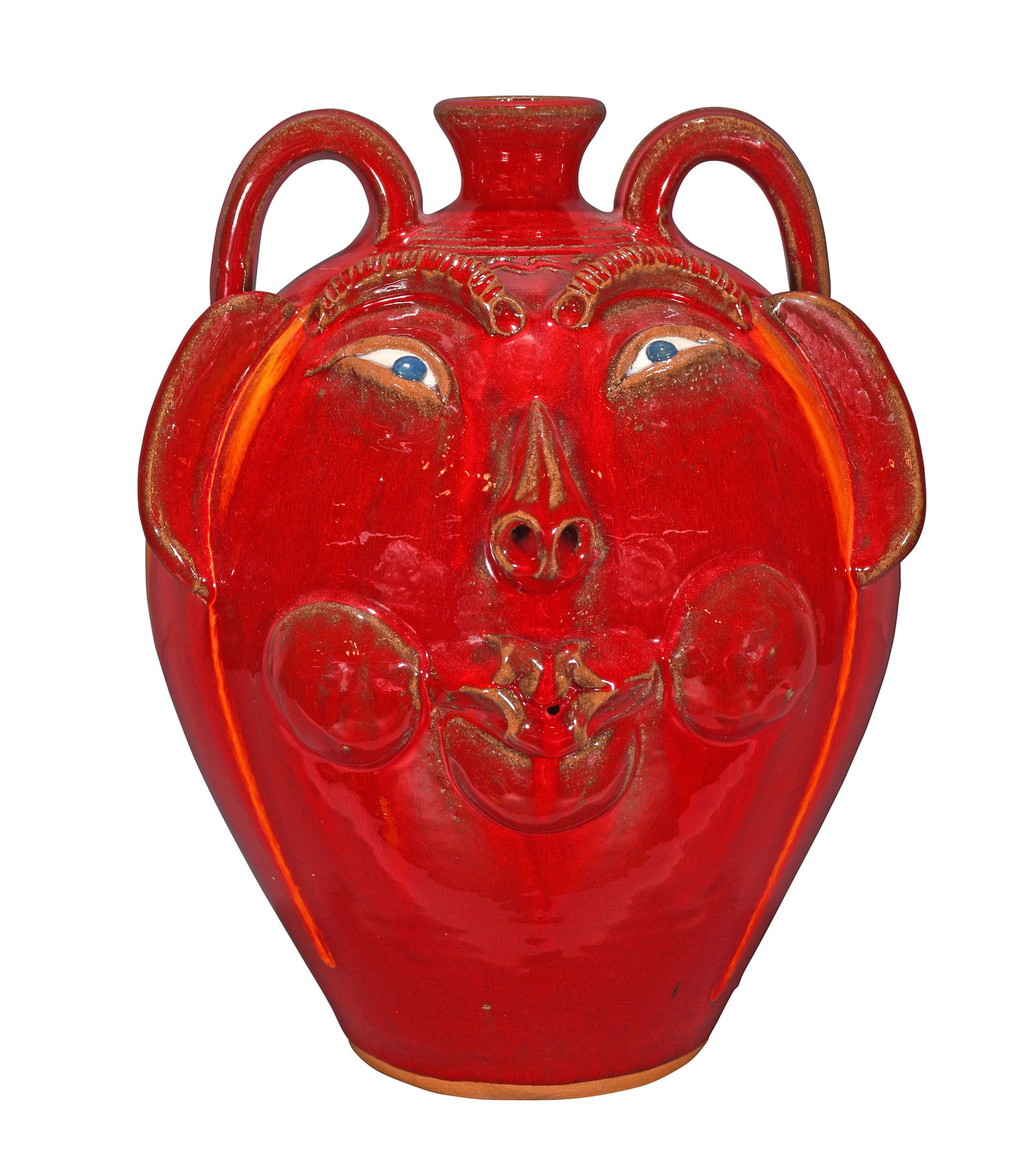 A.V. Smith. Whistling Chinese Red Face Jug. (1 of 5)