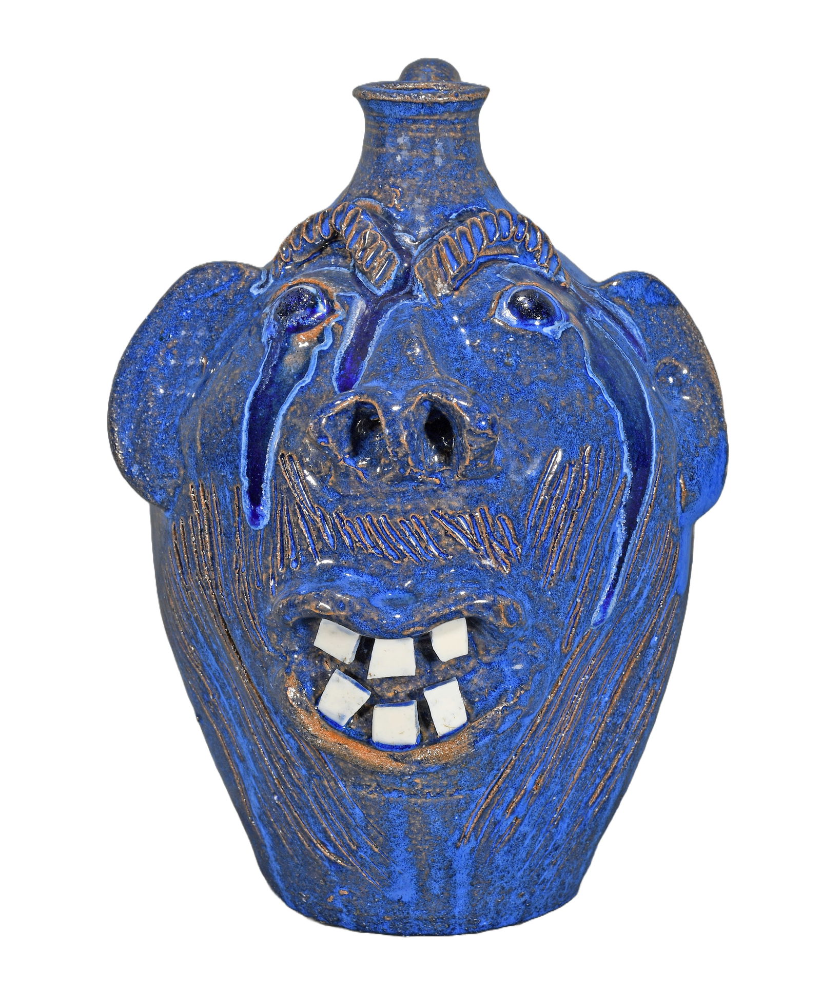 Ben Allman. Blue Face Jug. (1 of 4)