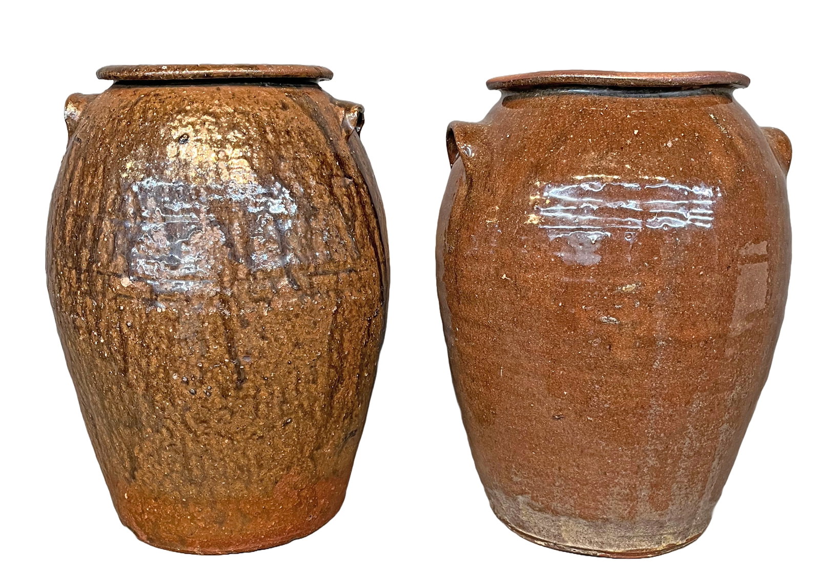 Pair of 2 Gallon Catawba Valley, NC Jars.: Anonymous. Pair of 2 Gallon Catawba Valley, NC Jars. Hairline crack and chip in rim, otherwise great condition. Average size is 12.5" h. Est. $100-200. Ship: $125