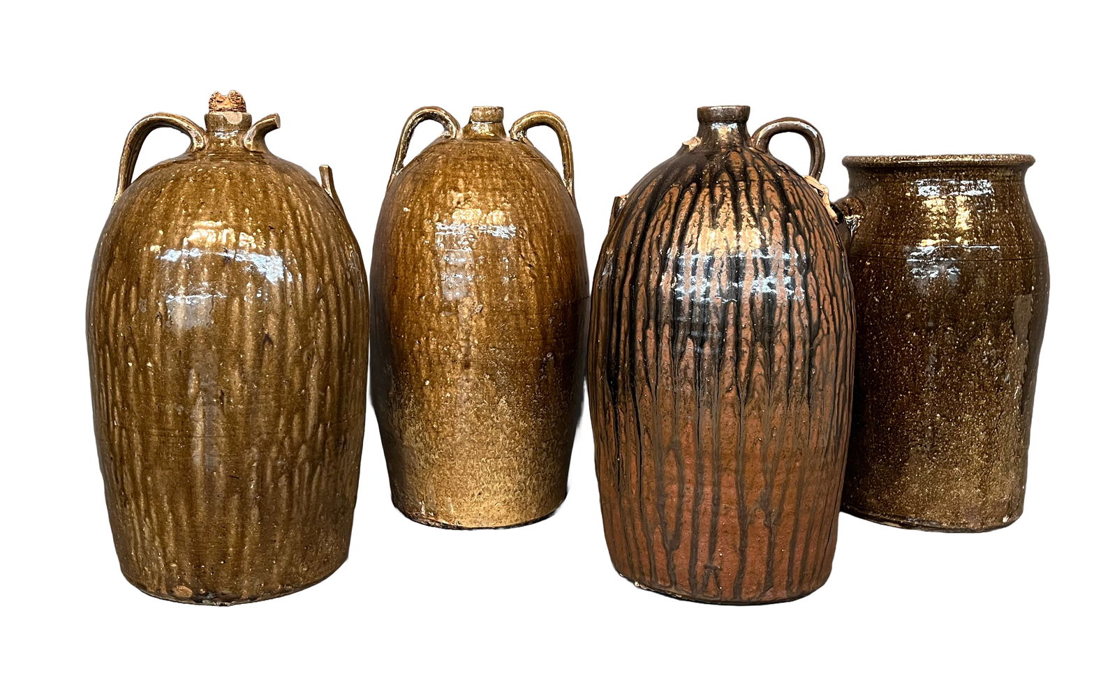 3 Four Gallon Jars and 1 Four Gallon Churn. (1 of 5)