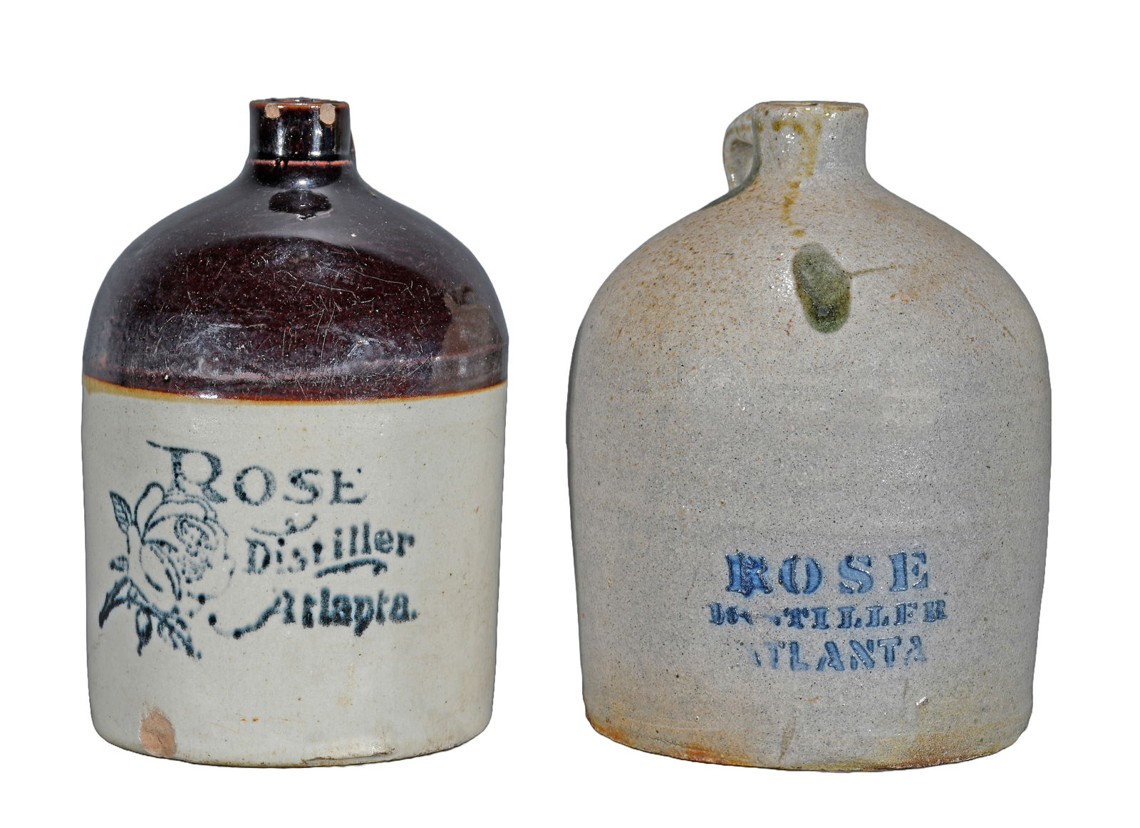 Rose Distiller Atlanta. Stamped 1/2 Gallon Whiskey Jugs. (1 of 3)